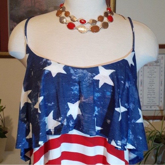 Fantastic Fawn Tops - Patriotic Star and Stripe Tank Top